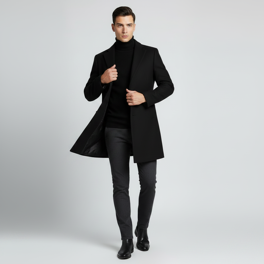 Lang Vinterfrakke Herre | Elegant Mænds Frakke