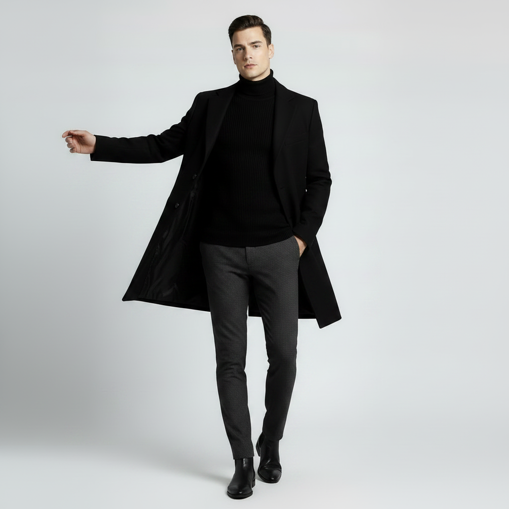 Lang Vinterfrakke Herre | Elegant Mænds Frakke